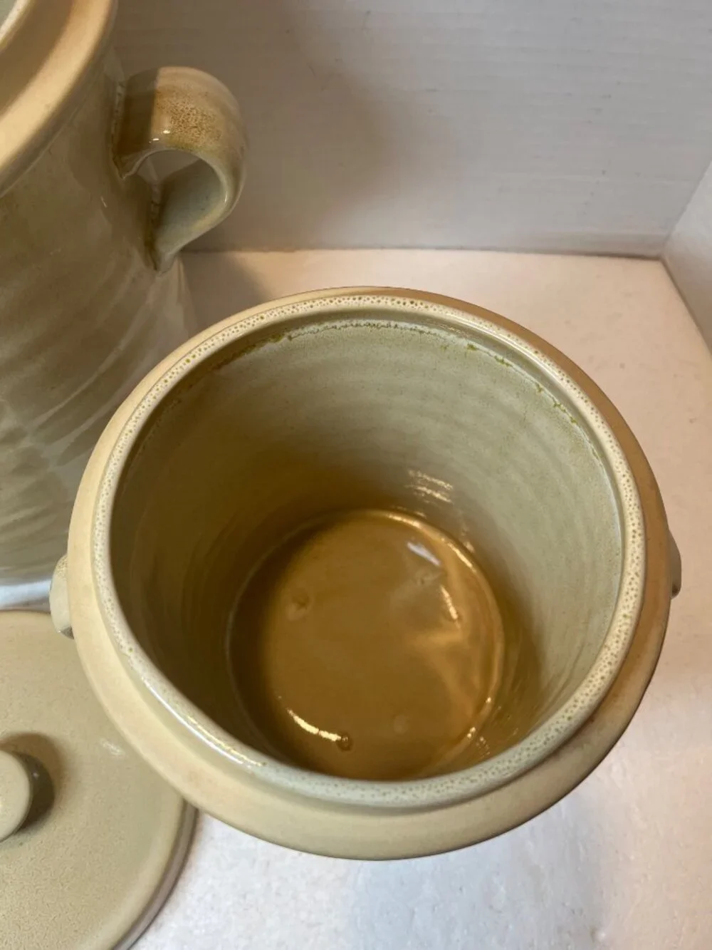 Over And Back Stoneware Large & Small Lidded Canisters Beige Set Of 2 Kitchen St